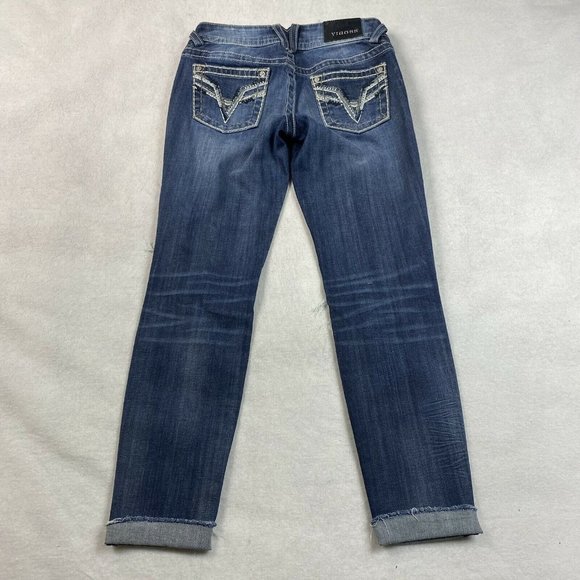 Vigoss The Chelsea Destructed Skinny Jeans Size 27 x 28 Dark - Picture 5 of 6